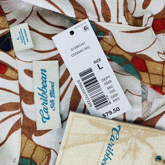Caribbean Tropical Hawaiian Shirt Size L Silk Blend Aloha Beach Vacation Cruise - Picture 10 of 10